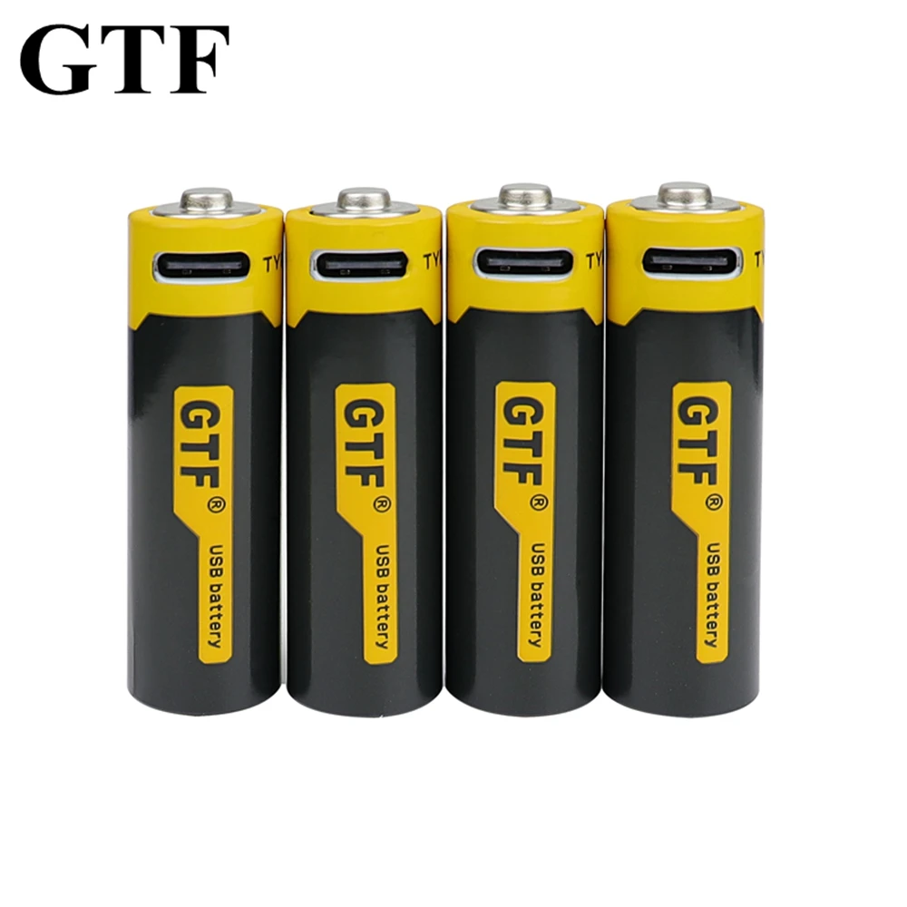 Gtf 1.5v 1700mah Aa Liion Battery 2550mwh Real Capacity With Usb Rechargeable Lithium Ion