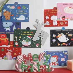 Ins – carte postale de noël avec animaux de dessin animé, étiquette murale d'arrière plan, Kawaii, accessoires Photo, carte décorative, 15 feuilles 