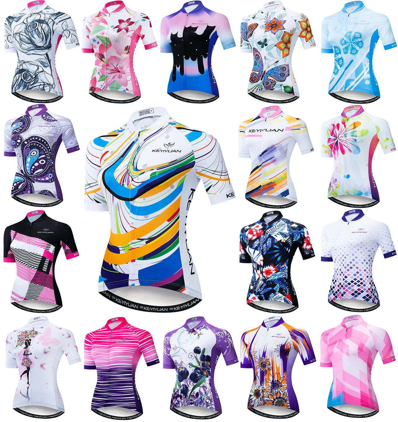 KEYIYUAN Funny Cycling Jersey Woman Summer Short Sleeve Bike Top MTB Clothing Bicycle Shirt Racing Clothes Maillot Velo