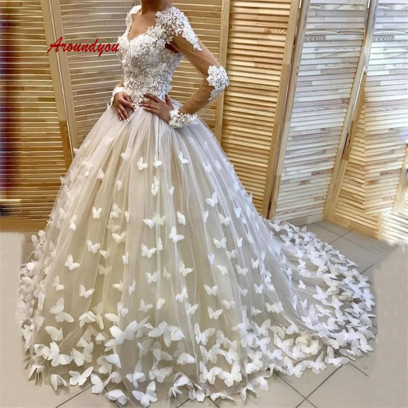 

Long Sleeve Lace Wedding Dresses Ball Gown Elegant Plus Size Turkey Weeding Bridal Bride Gowns Dresses