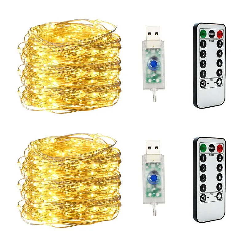 50/100 LEDs USB Waterproof Copper Wire Fairy String Lights with Remote 8 Modes 