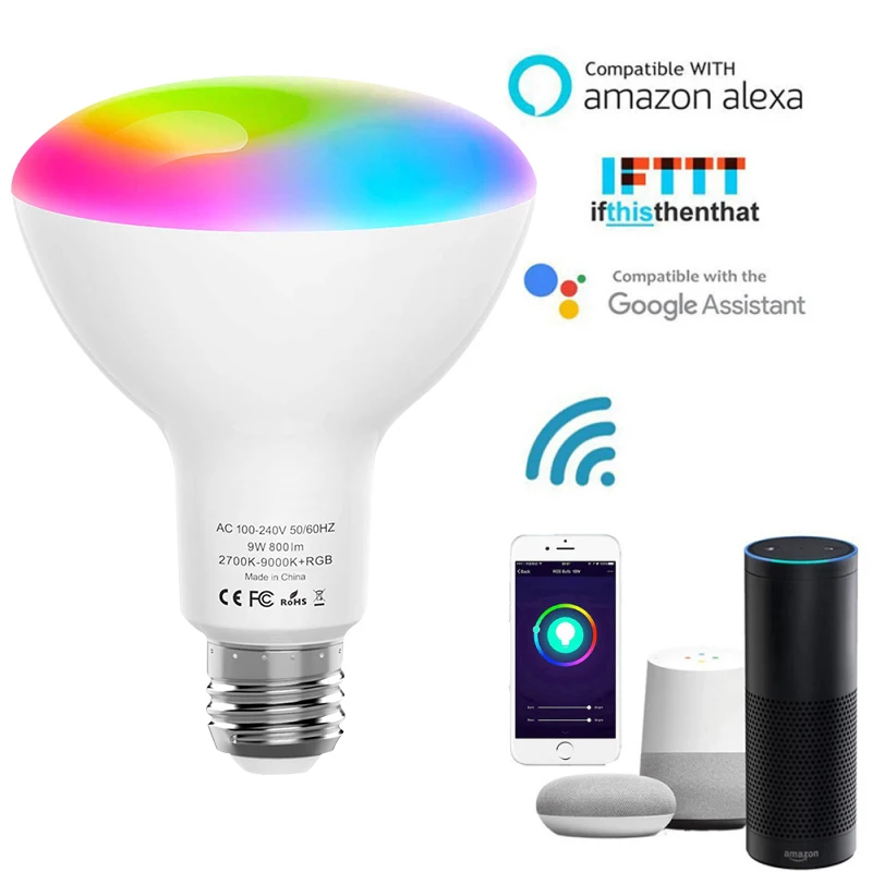 New-Smart WIFI Bulb LED E27 RGB Energy Dimmable Light Bulb Works for Google Alexa Home Multicolor Light Bulb