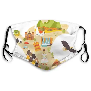 

Fillter Face Cloth for Men Peru Map Washable Breathable Mouth Replaceable Ear Loops for Travel Double Protection