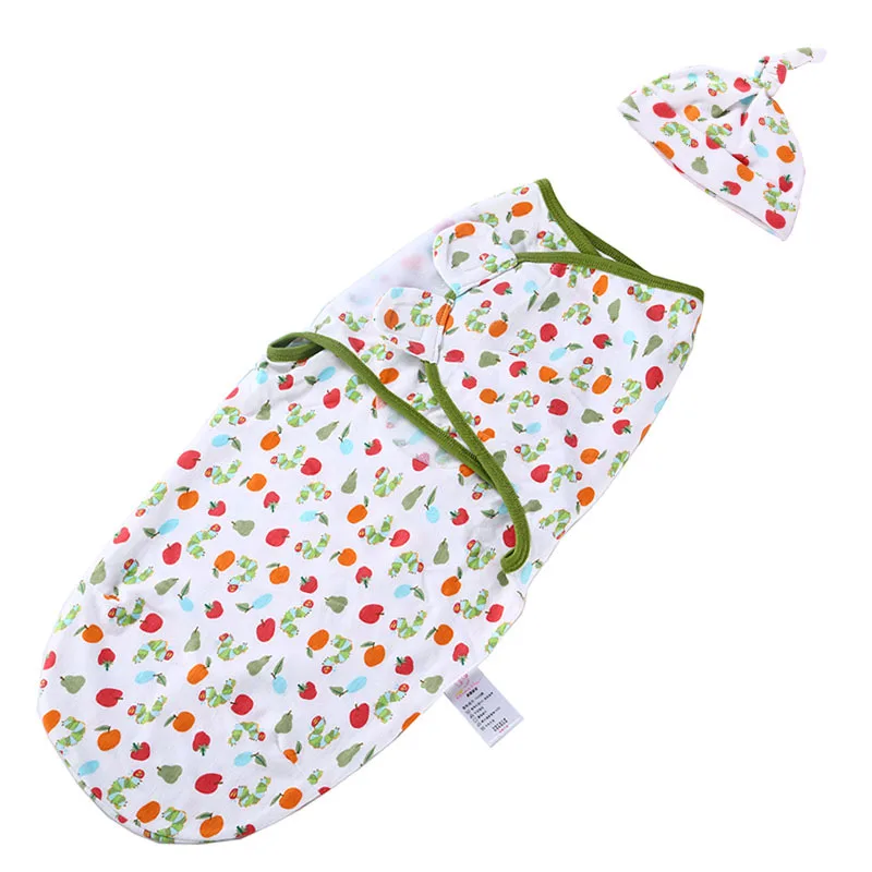 Детское одеяло и шапочка конверт для Новорожденных Обертывание хлопок младенческий Пеленальный мешок детский конверт спальный мешок постельные принадлежности