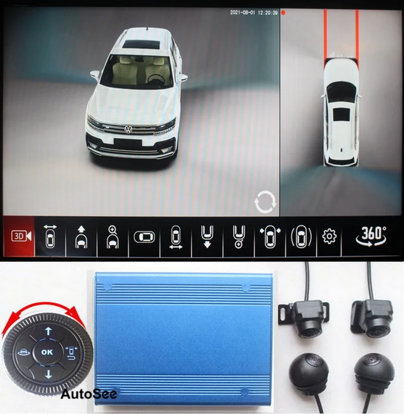 Для VW Tiguan Teramont Passat 3D Key-Move 360 градусов камера птичий глаз AVM вокруг просмотра DVR 24