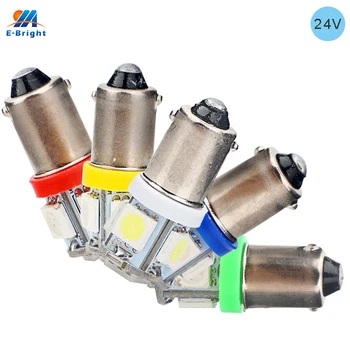 

YM E-Bright Car Lights Auto Led BA9S Socket 5050 5 SMD T4W T11 24V DC Interior Light White Blue Red Green Yellow 4PCS