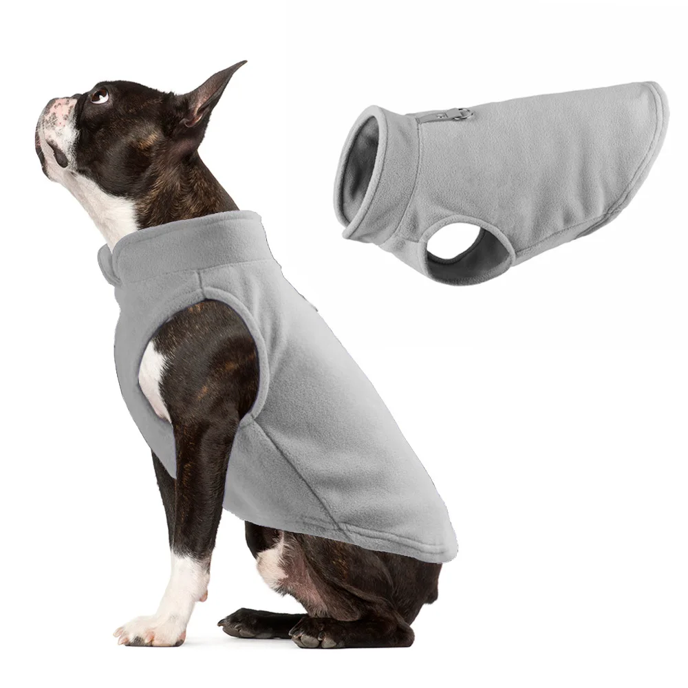thumbnail image 1 of Ropa de invierno para perros, chaleco polar suave para mascotas con anilla para correa, abrigo para bulldog francés, disfraces de pug, chaqueta para perros pequeños y medianos, ropa para mascotas, 1 of 5