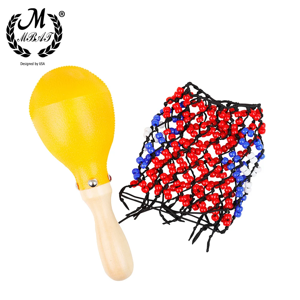 M MBAT Bead Net Sand Hammer Hand Sand Hammer Wooden Colorful Maracas Rattles 1 Pair Baby Rattles Gifts Percussion Instruments