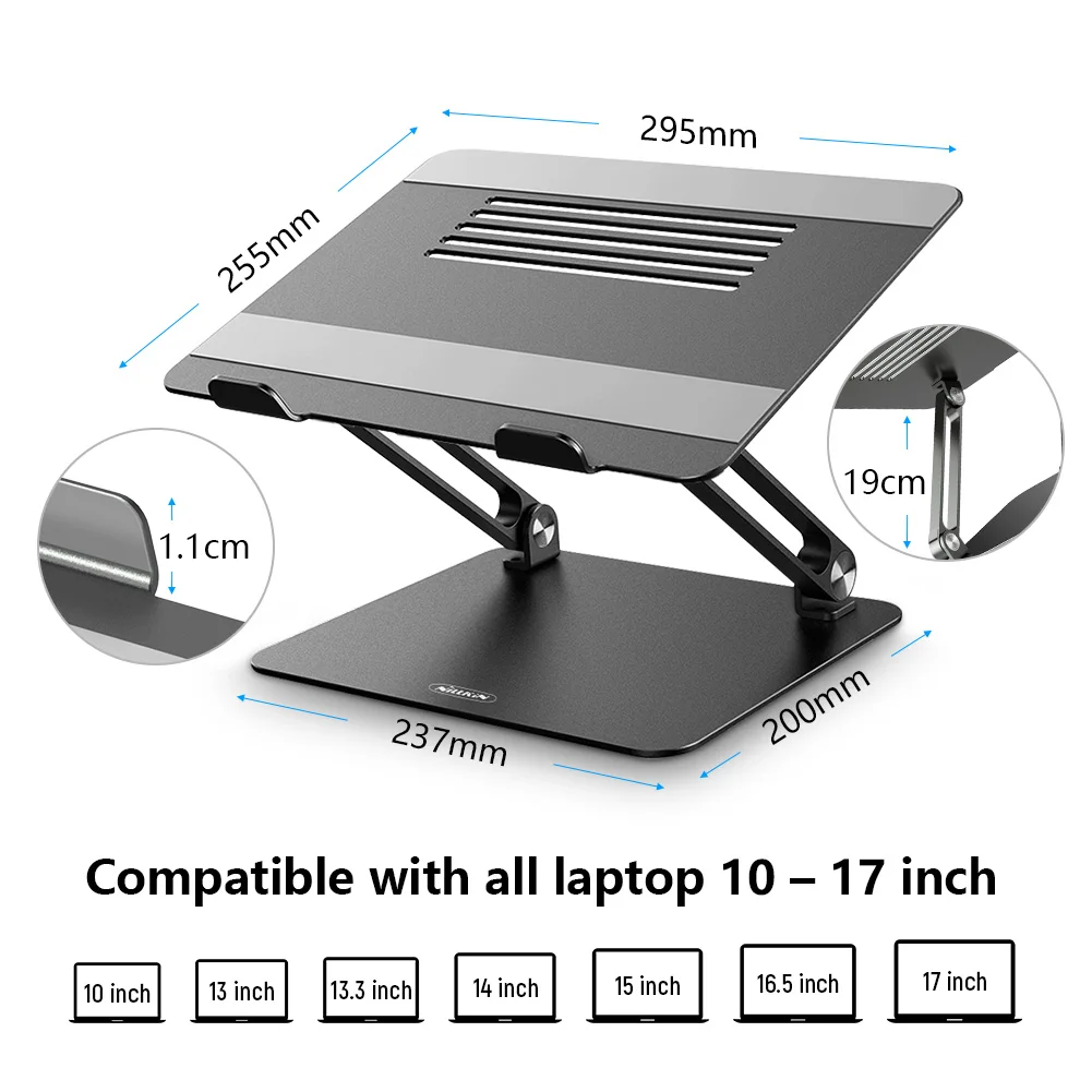 Laptop Stand Aluminium Alloy Adjustable , NILLKIN Laptop Holder Multi-Angle Stand Heat Release Foldable Laptop Notebook Stand