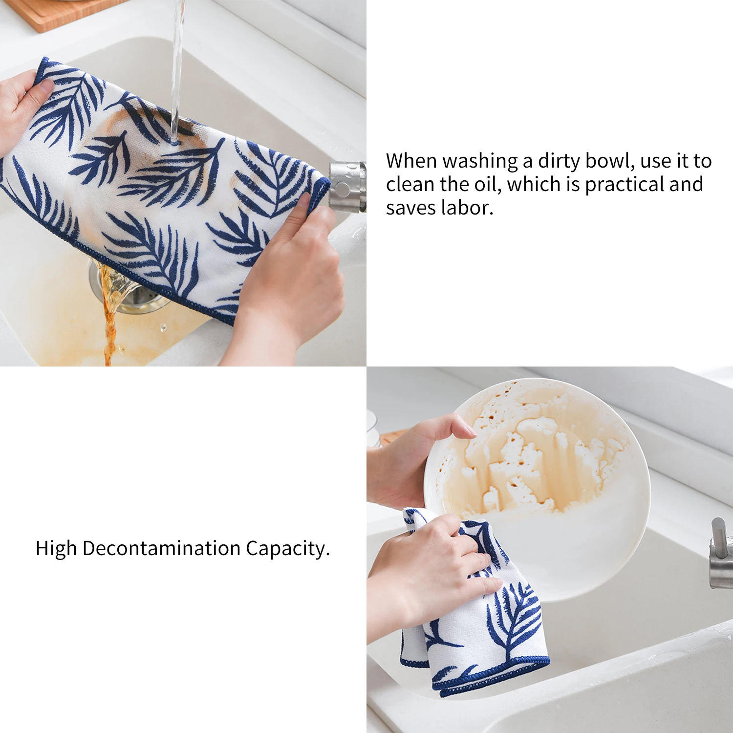 4Pcs/Set Kitchen Towel Dishcloth Scrubbing Terry Dish Cloth Mop Rag Water Absorbent Cleaning Cloth Rags for Kitchen Household