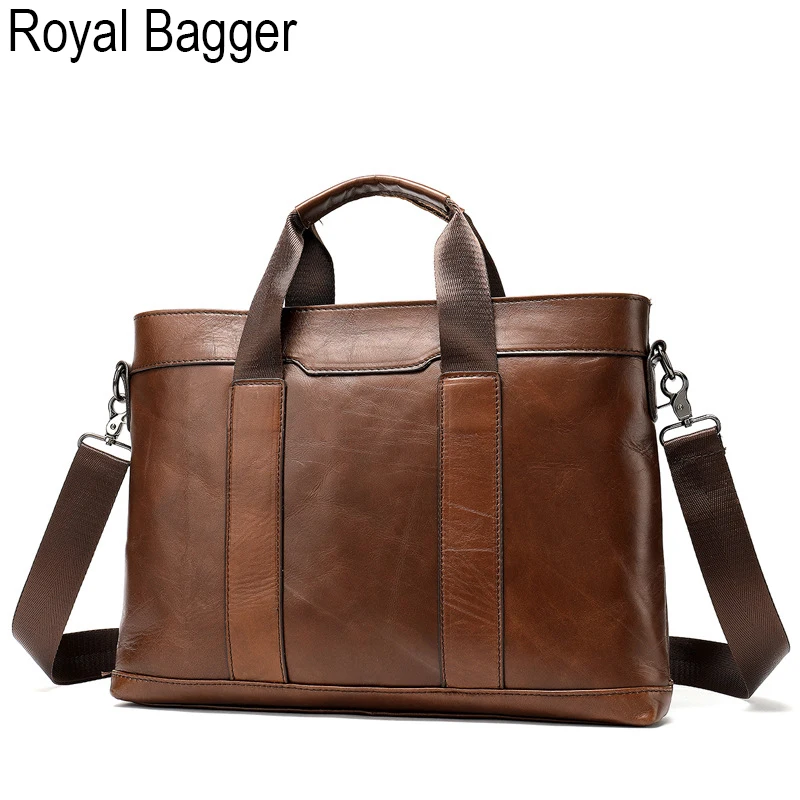 Royal Bagger портфель для ноутбука сумка для мужчин из натуральной коровьей кожи сумка на плечо Европейский Стиль Путешествия - Цвет: Коричневый