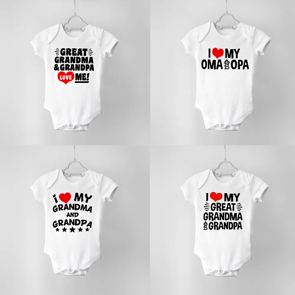 

Great Grandpa and Grandma Loves Me 2021 Summer Short Sleeve Baby Bodysuit Boys Girls Jumpsuit Newborn Toddler Drop Ship