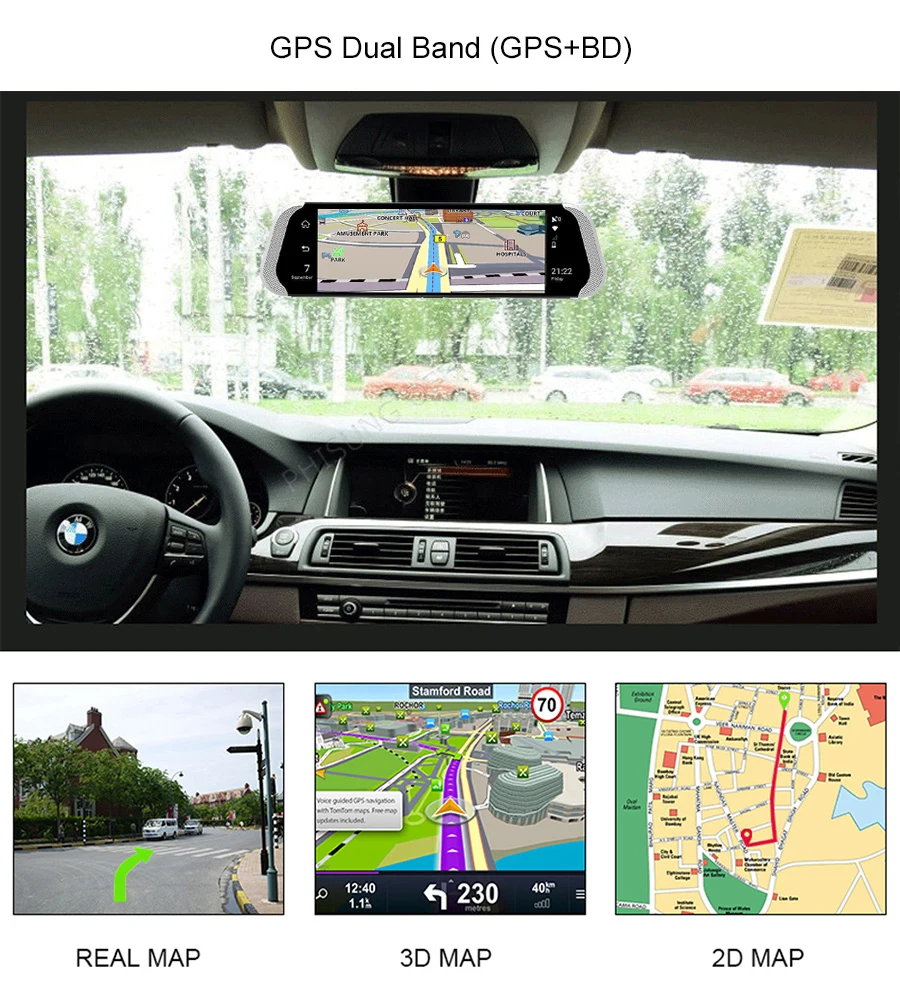 Anfilite 10 дюймов Автомобильный видеорегистратор Android 5,1 gps навигация автомобиль камера для приборной панели FHD сенсорный экран Автомобильная камера 1080P видеорегистраторы двойной объектив