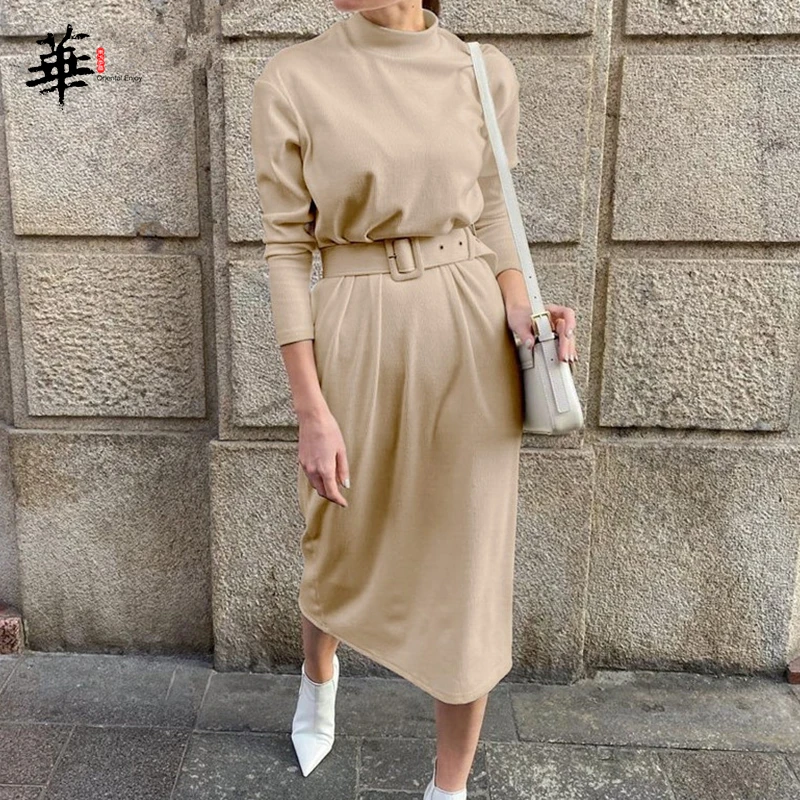 Женское трикотажное длинное платье свитер осень 2020|Платья| |