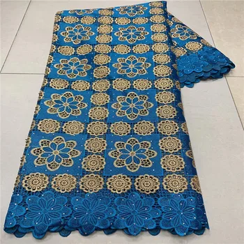 

High Quality African Swiss Voile Lace In Switzerland For Party With Stones 5Yards 2020 New Design African Laces Fabric Sky Blue