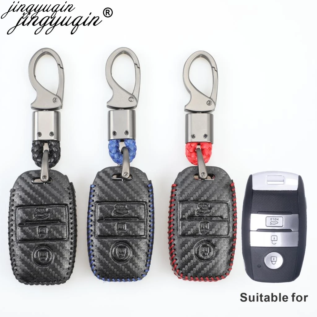 jingyuqin Carbon Leather Key Bag Cover Protector Car Case Shell For kia rio sportage ceed sorento cerato K2 K3 K4 K5 | Автомобили и