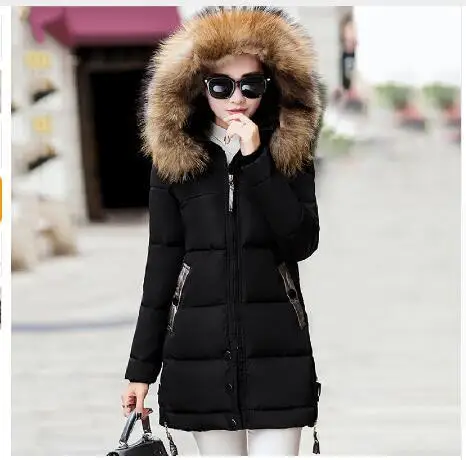 

Cotton-padded Clothes Women's Mid-length New Style Slim Fit Slimming Europe And America Hooded Fur Collar Elegant Coat Trend of