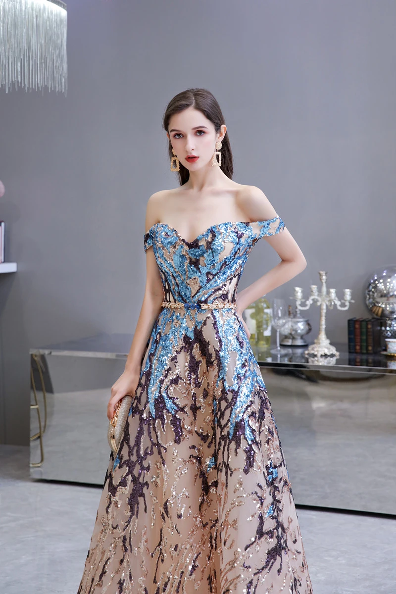 George Stevenson maat Vrijgevigheid Luxe Celebrity Prom Jurk Lange Off Shoulder Sparkly Floor Lengte Designer  Patroon Formele Avondjurken 2020 Jurken|Galajurken| - AliExpress