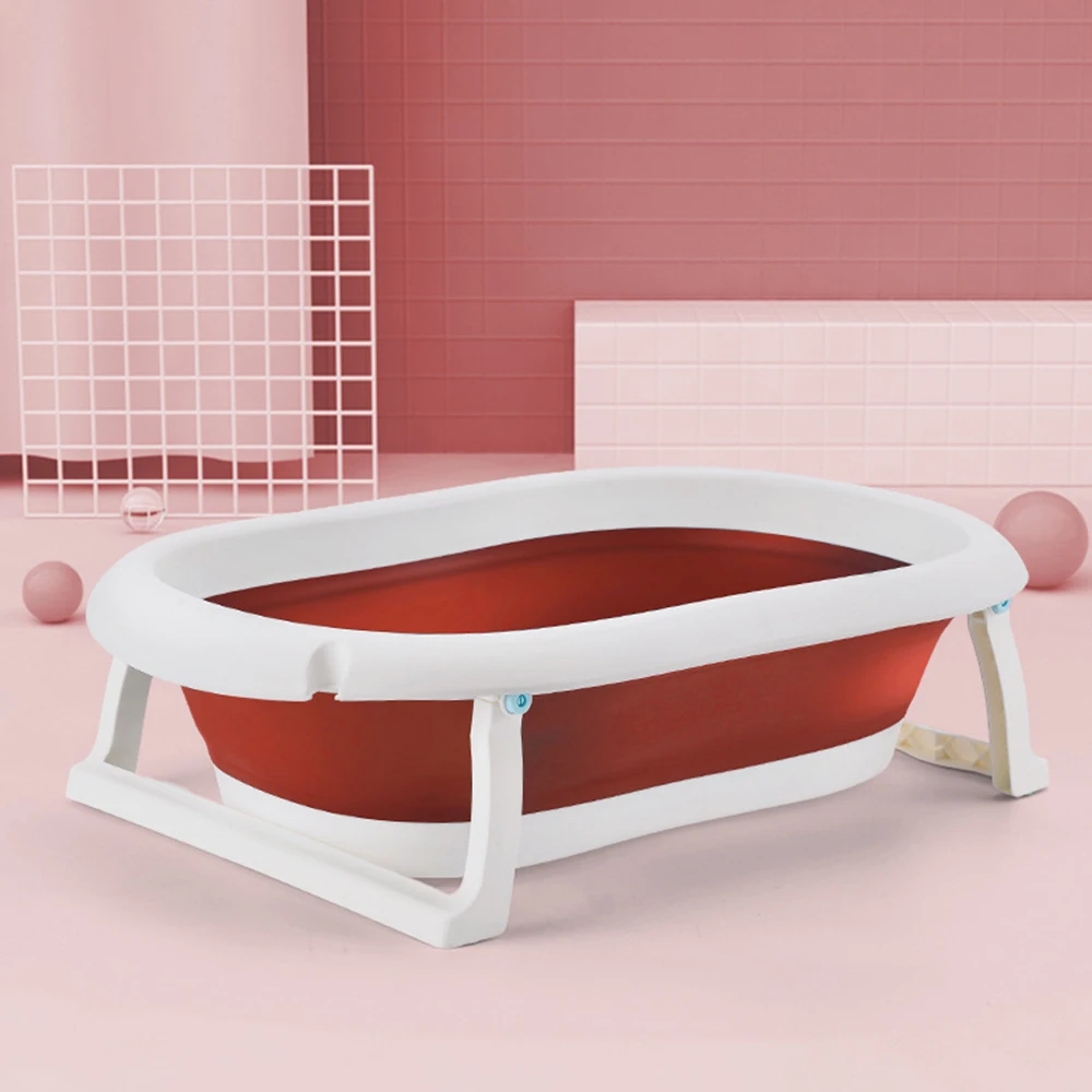 Новорожденный ребенок складной кран для ванной детские купальные ванны тела мытье портативный детский нескользящий безопасный чистка ванны поставки - Цвет: Красный