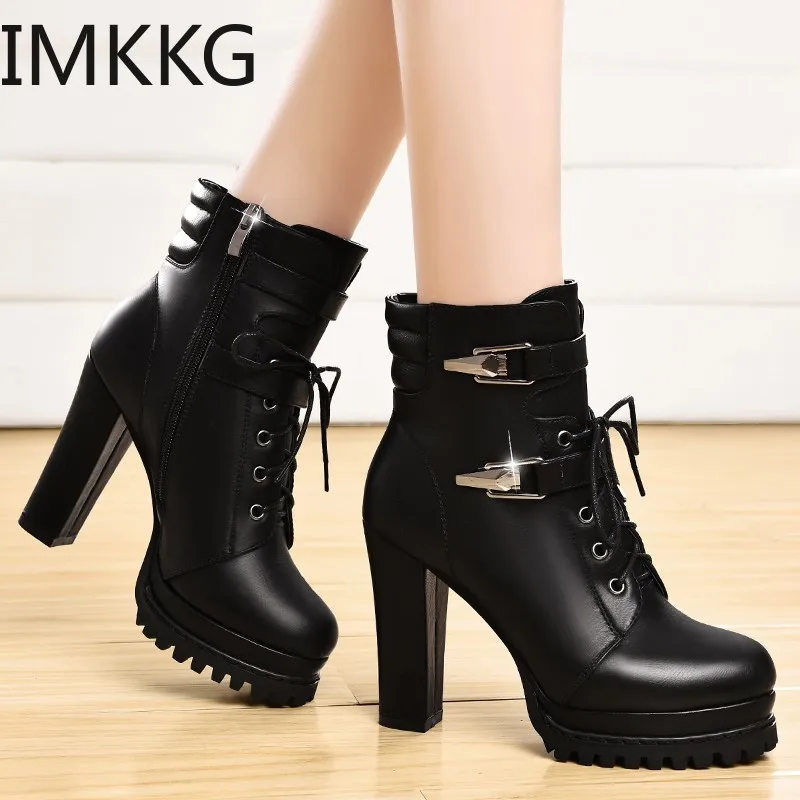 

platform high heel boots women ankle boots for women high heels sexy motorcycle boots platform shoes bota feminina
