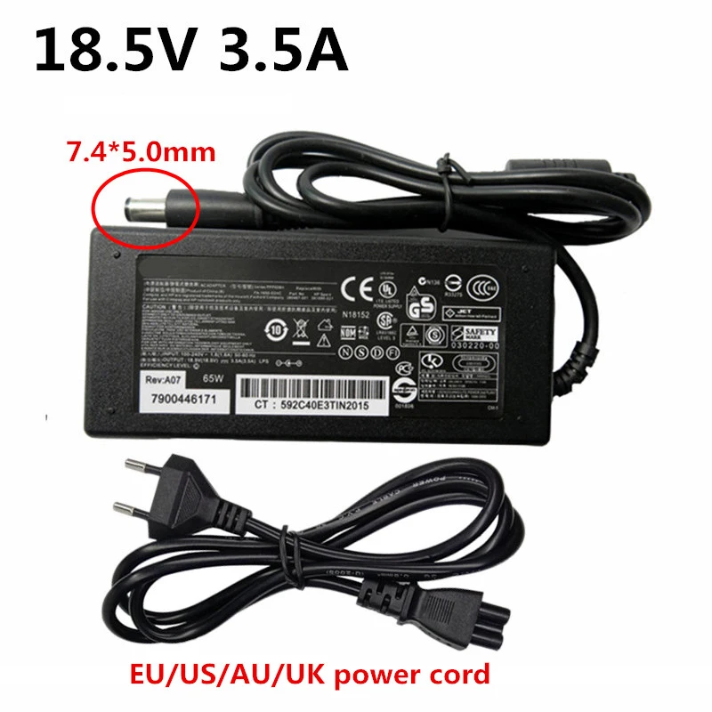 18,5 V 3.5A DC7.4* 5,0 мм адаптер переменного тока блок питания EU US UK AU разъем для hp ноутбука Зарядное устройство для hp Compaq 6910P 2230s DV5 DV6 DV7