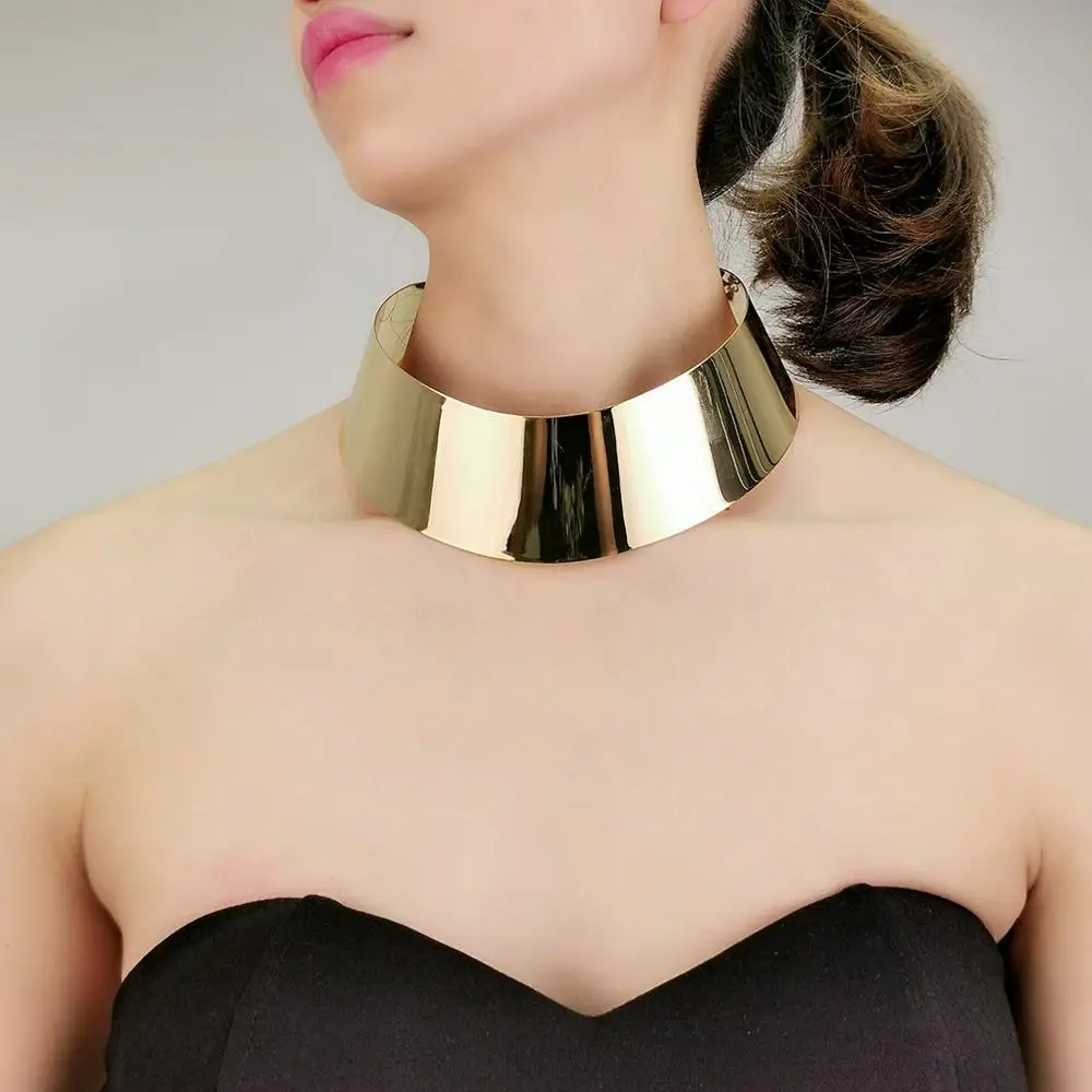 Manilai Punk Wide Metal Torques Choker 