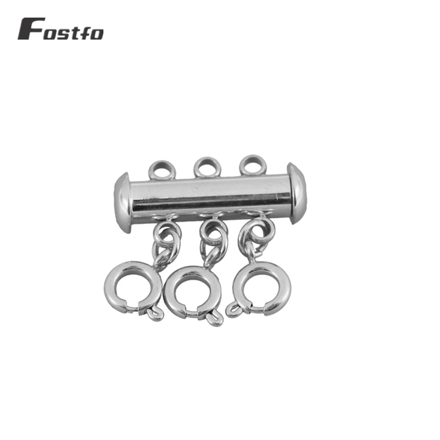 Steel 3rows 18mm Fostfo скользящая трубка замок прокладка застежка мульти нити магнитный замок трубки Слоистые ожерелья Браслет Разъемы для ювелирных изделий поставка - Цвет: Steel 3rows 18mm