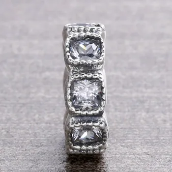 

Original Sparkling Alluring Cushion With Crystal Space Beads Fit 925 Sterling Silver Charm Pandora Bracelet Bangle Diy Jewelry