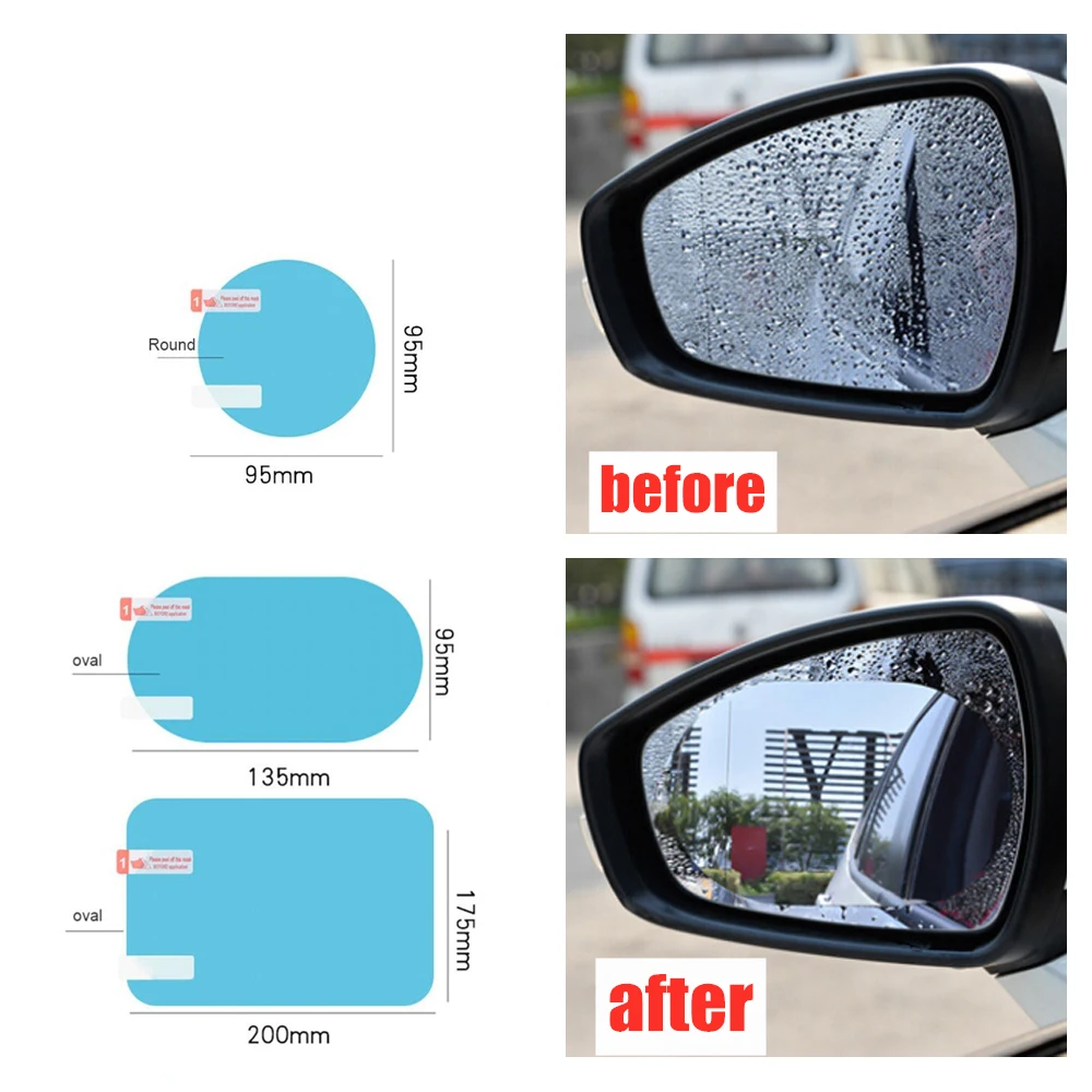 1Pcs Car Rearview Mirror Nano Rain Film Anti-fog Film Side Window Solar Protective Rearview Mirror Hydrophobic Sticker car mirror film