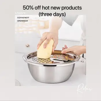 

1PC Stainless Steel Grater Draining Chopping Vegetables Tool Multi-purpose Kitchen Tool Portable Wash Rice Tool for Home