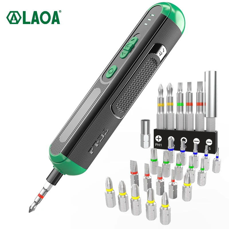 

LAOA Electrical Screwdriver Set 4V Lithium-ion Battery Multifunctional Rechargeable Cordless Power Drill with Bits Kit