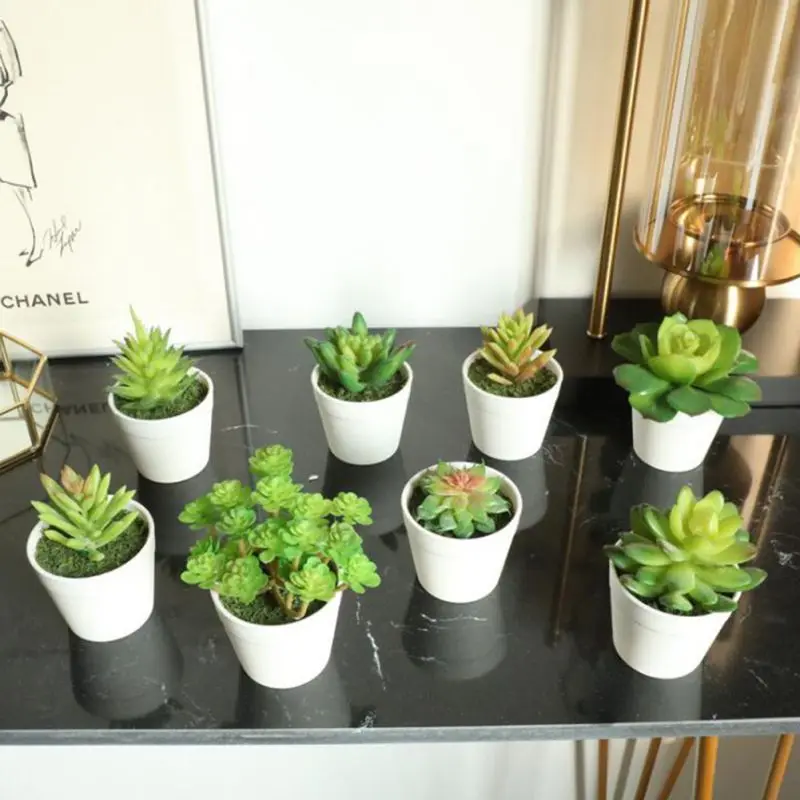 

Artificial Succulent Bonsai Plant Soft Rubber Small-Sized Decorative Fake Succulent Potted Cactus Plants For Home Bath Office