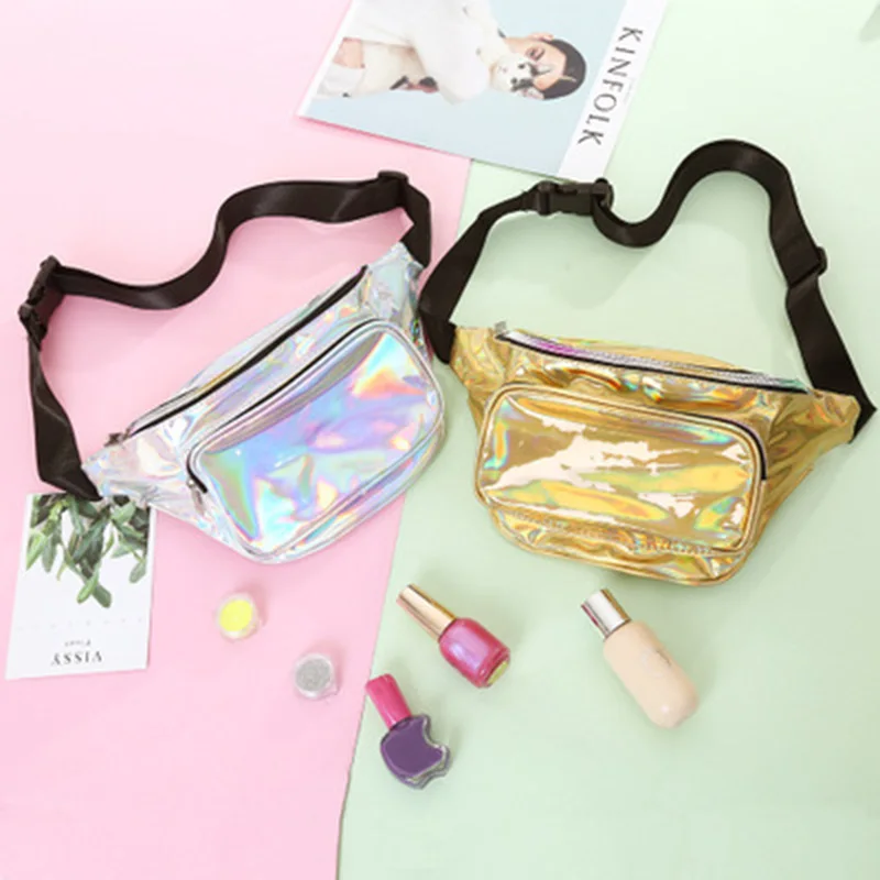 Женская поясная сумка с голограммой блестящая забавная Сумочка через плечо