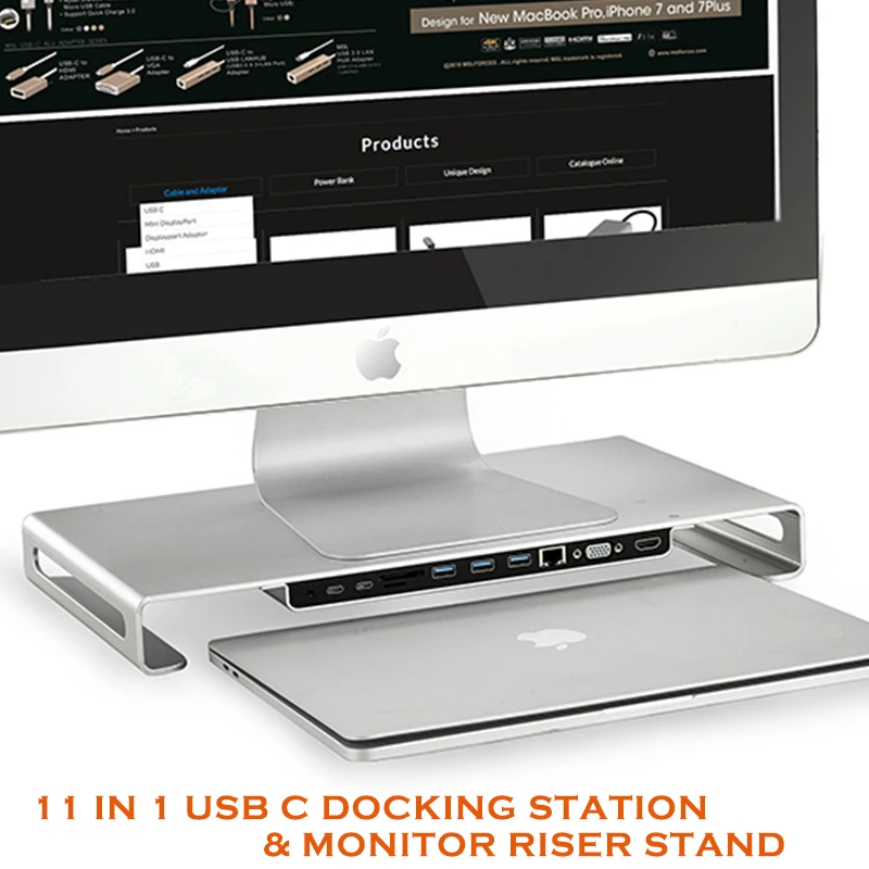  Monitor stand computer desktop monitor stand with Multi-function 11 in 1 USB C Docking for iMac Mac