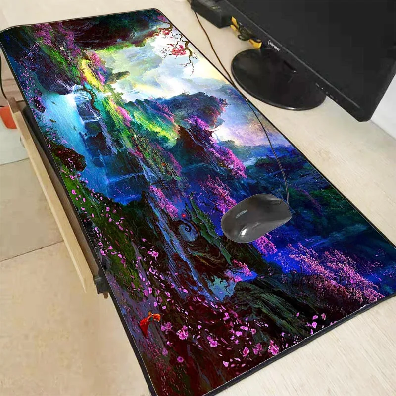 XGZ Flower Forest Fantasy Scenery Large Gaming Mouse Pad PC Computer Gamer Mousepad Desk Mat Lockin