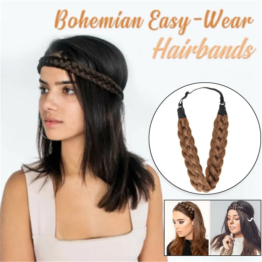 Fashion Synthetic Wig Braided Hair Band Elastic Twist Headband Princess Hair