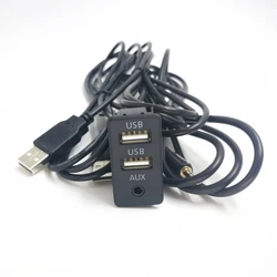 Adaptador de Cable de extensión USB Dual para coche, Panel de puerto AUX, 3 estilos, para Volkswagen, Toyota, 150CM
