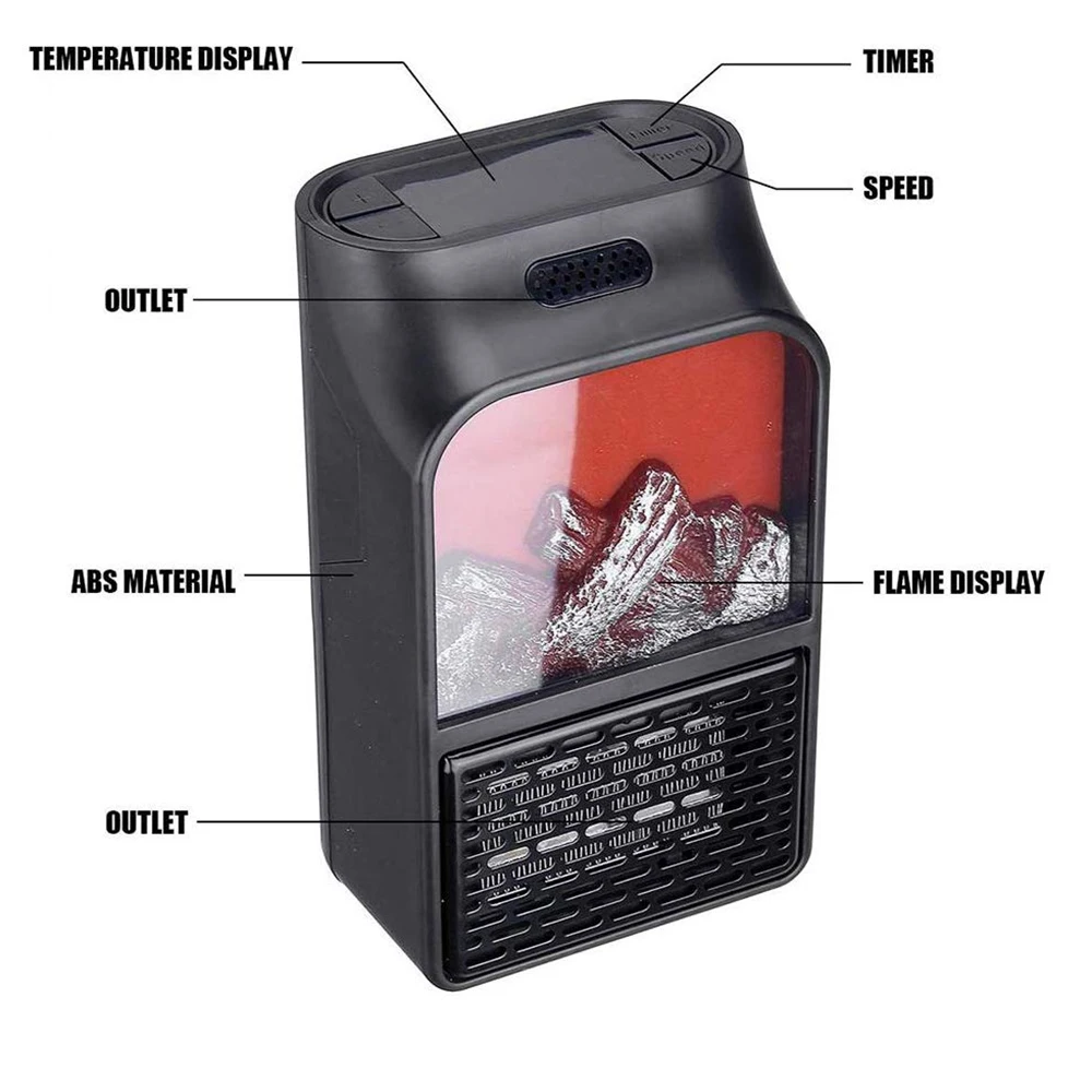 Mini Electric Handy Flame Heater 500W Air Warmer Stove Radiator Programmable Fan Heater Desktop Household Warmer Machine