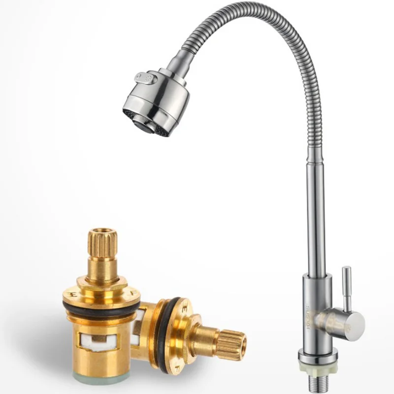 Кухонный кран классический длинный рот горячей и холодной воды шейкер из