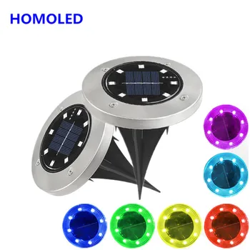 

8 LED RGB Gradient Color Lawn Lamp Solar Power Buried Light Under Ground Lamp Outdoor Road Stairs Path Way Garden Decking Light