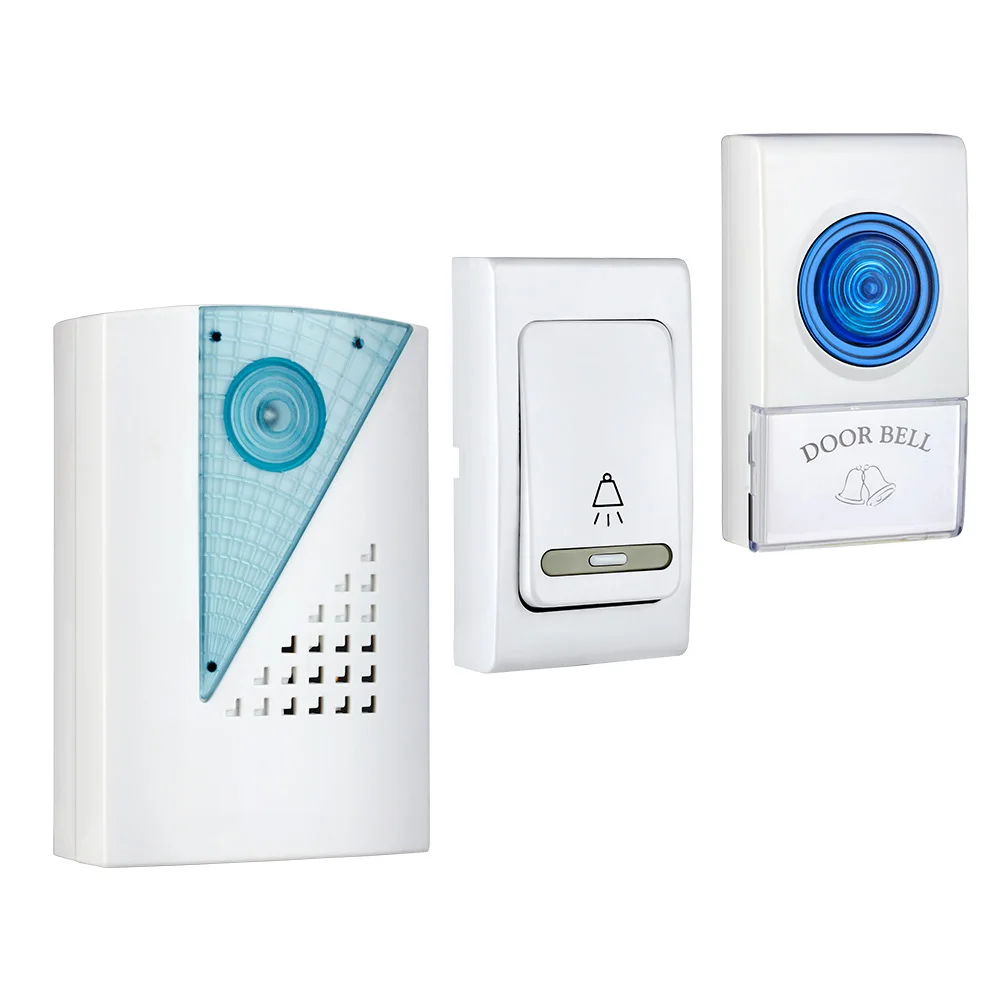 

LED Wireless Chime Door Bell Doorbell &Remote control Welcome Simple White Home Security Use Smart Door Bell