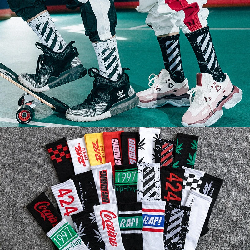 

Harajuku Weed Socks Men DHL White Black Novelty Street Style Skate Funny Socks Hip Hop Popsoket Cotton Sock 598w