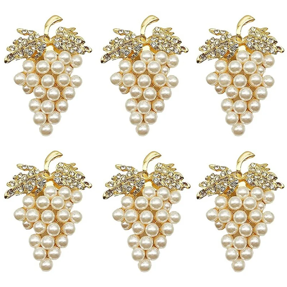 6Pcs Pearl Napkin Rings Decor Rhinestone Beaded Table Holder Serviette Buckle 6Pcs Pearl Napkin Rings Decor Rhinestone Beaded Table Holder Serviette Buckle