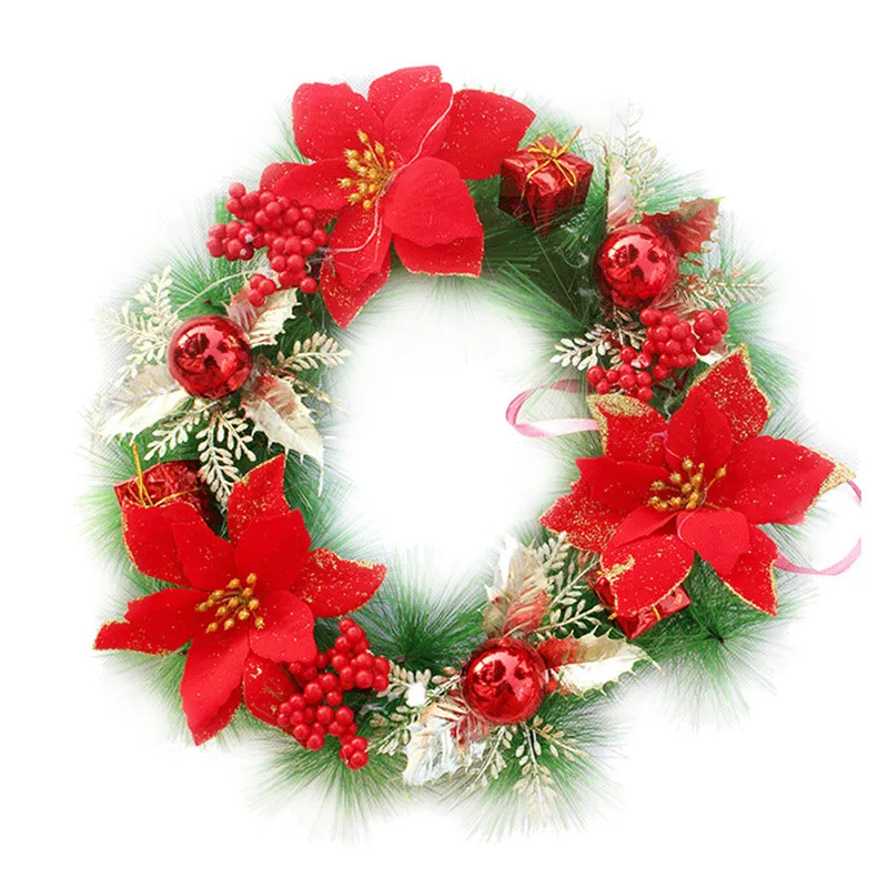 

DIY Merry Christmas Wreath Garland 30CM Garland Window Door Christmas decor Bowknot Ornament farmhouse decor hawaii party #2g13