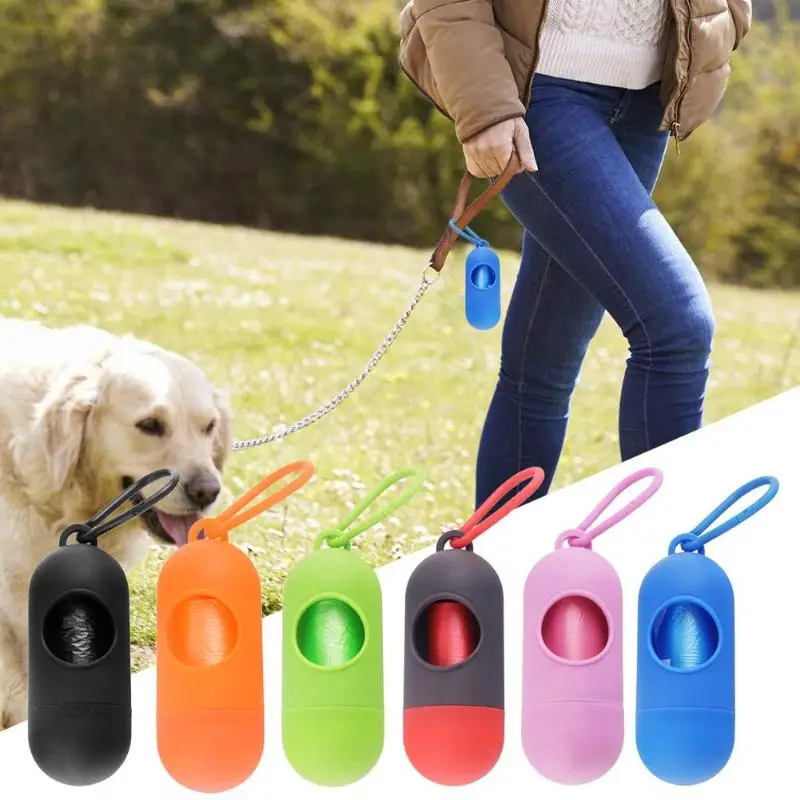 Practical Pet Dog Poop Bag Dispenser Waste Garbage Holder Dispensers+ Poop Bags Set Outdoor Pets Dogs Trash Cleaning Supplies