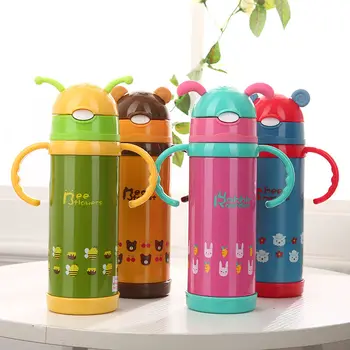 

Children's Thermos with Straws Kindergarten Dual-use Male and Female Students Baby Kettle Stainless Steel Anti-fall Portable