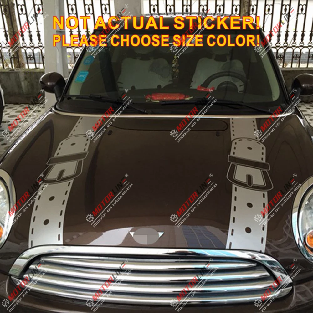 Смешной стильный ремень капот автомобиля Наклейка виниловая подходит для Mini Cooper и т. д. выбрать цвет