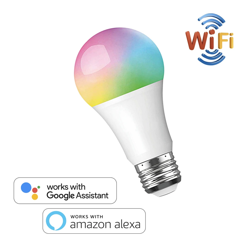Умный светодиодный светильник Wi Fi лампа 800 лм E26/27 RGB цветов с регулируемой