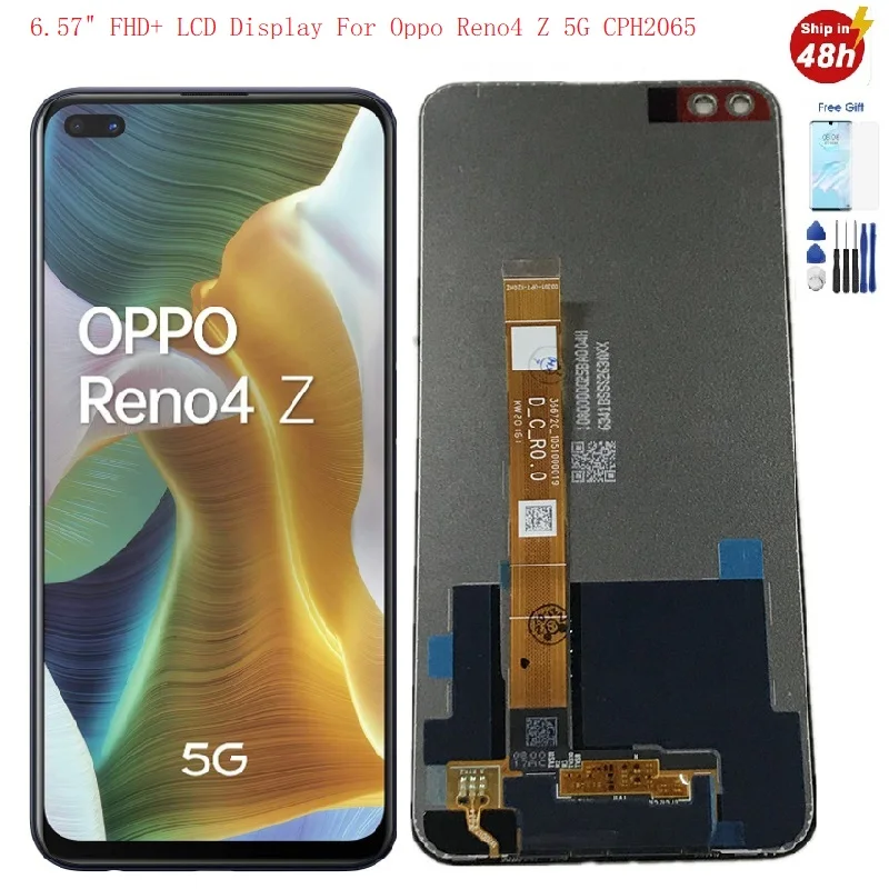 Schermo Da 6.57 Pollici Per Oppo Reno4 Z 5G Schermo Lcd Cph2065 Schermo Touch Digitizer Panel Per Oppo Reno 4Z Lcd Reno4 Z Screen