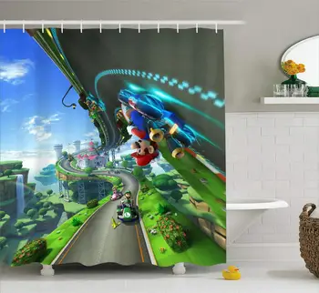 

Super Mario Waterproof Kids Bath Curtains Game Character Cartoon Shower Curtain Bathroom Decor Screen for Teens Boys Custom